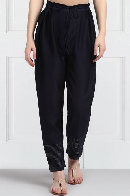 Shop_Label Earthen_Blue Silk Chanderi Floral Embroidered Kurta Set For Kids_Online_at_Aza_Fashions