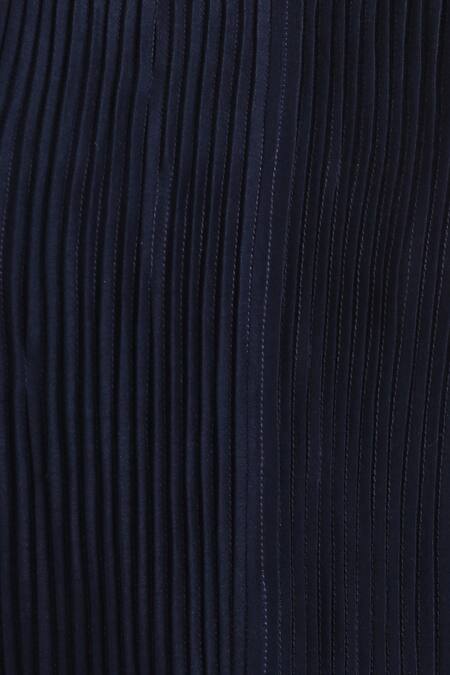 Shop_Label Earthen_Blue Silk, Chanderi Embroidery Pintuck Detail Maxi Dress For Kids_Online_at_Aza_Fashions