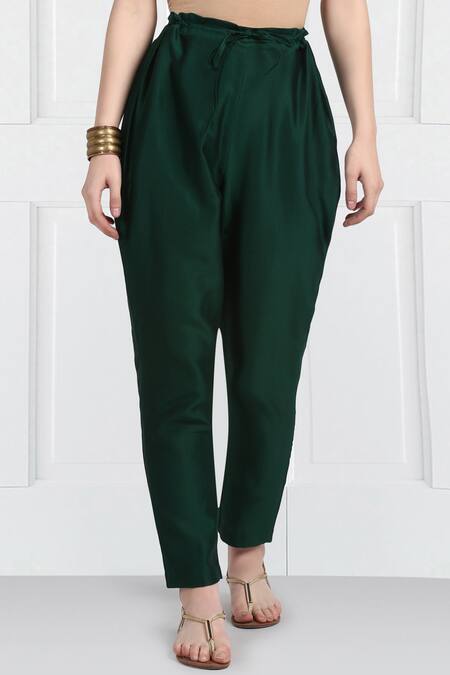 Shop_Label Earthen_Green Silk Chanderi Floral Embroidered Kurta Set For Kids_Online_at_Aza_Fashions