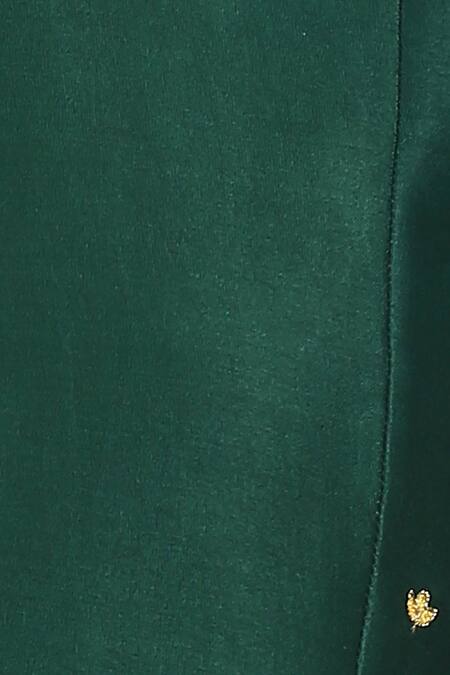 Label Earthen_Green Silk, Chanderi, Organza Embroidery Floral Kurta Set For Kids_at_Aza_Fashions