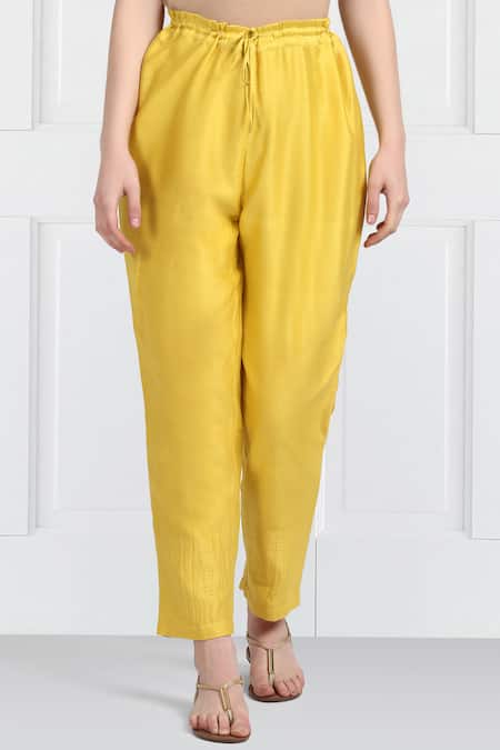 Shop_Label Earthen_Yellow Silk Chanderi Designer Kurta Set For Kids_Online_at_Aza_Fashions