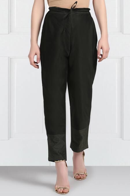 Shop_Label Earthen_Black Silk, Chanderi, Organza Embroidery, Sequins Kurta Set For Kids_Online_at_Aza_Fashions