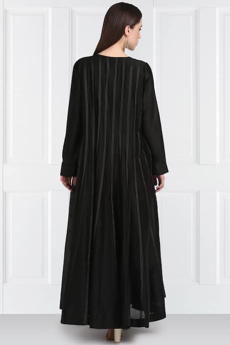 Label Earthen Black Flared Maxi Dress For Kids