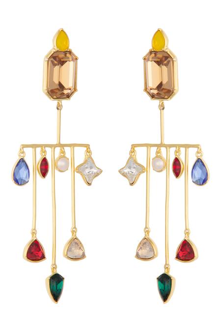 Confluence_Multi Color Swarovski Crystals Danglers_Online_at_Aza_Fashions