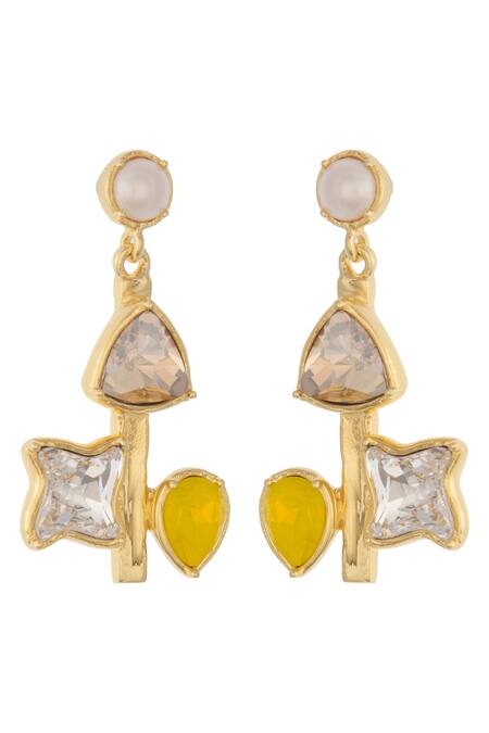 Confluence_Multi Color Swarovski Crystals Drop Earrings_Online_at_Aza_Fashions