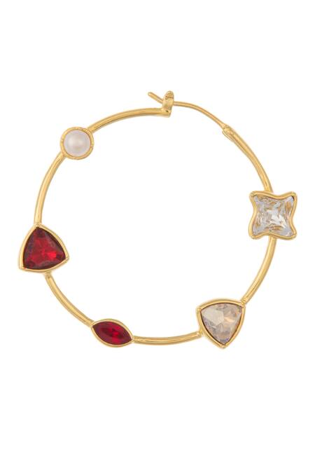 Buy_Confluence_Multi Color Swarovski Crystals Circular Hoops Earrings_Online_at_Aza_Fashions