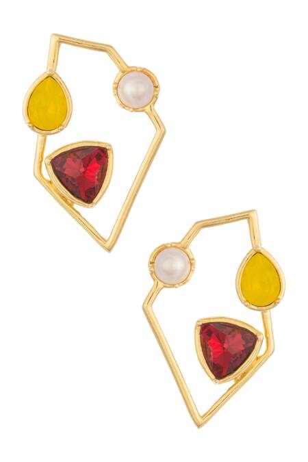 Shop Confluence Multi Color Swarovski Crystals Earrings at Aza Fashions Shop_Confluence_Multi Color Swarovski Crystals Earrings_at_Aza_Fashions