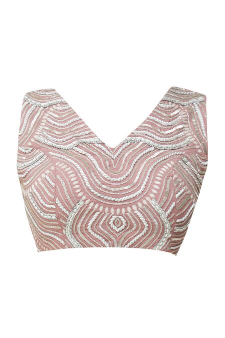 Shop_Chhavvi Aggarwal_Purple Organza, Georgette V Neck Ruffle Saree With Blouse_Online_at_Aza_Fashions