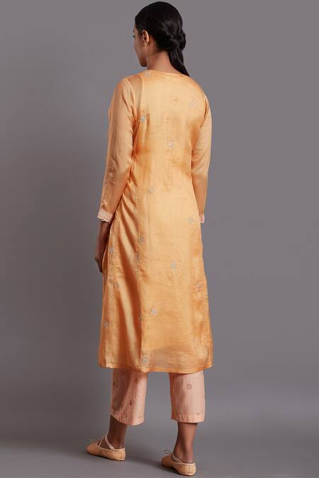 Shop Shades Of India Orange Silk Kurta at Aza Fashions Shop_Shades Of India_Orange Silk Kurta_at_Aza_Fashions