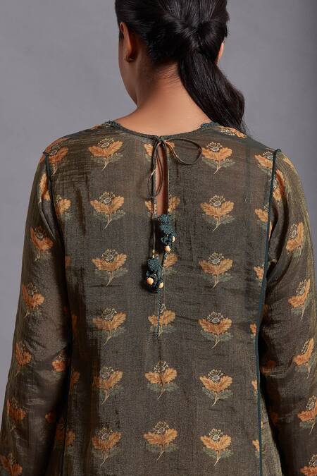 Shop Shades Of India Green Tissue Printed Kurta Online at Aza Fashions Shop_Shades Of India_Green Tissue Printed Kurta_Online_at_Aza_Fashions