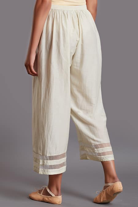 Buy_Shades Of India_White Silk Cotton Cropped Pants_Online_at_Aza_Fashions
