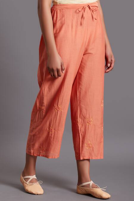 Shades Of India_Pink Silk Cotton Straight Pants_Online_at_Aza_Fashions