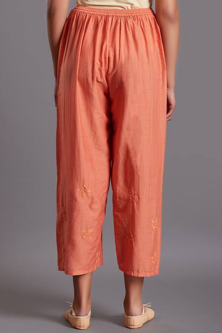 Shop_Shades Of India_Pink Silk Cotton Straight Pants_Online_at_Aza_Fashions