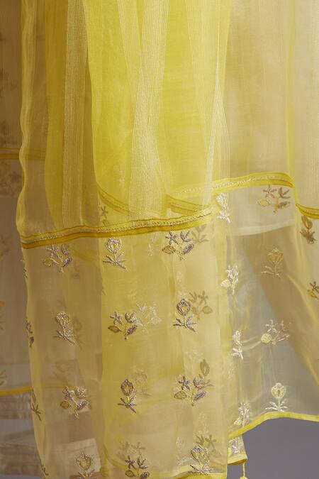Shades Of India_Yellow Silk Dupatta_Online_at_Aza_Fashions