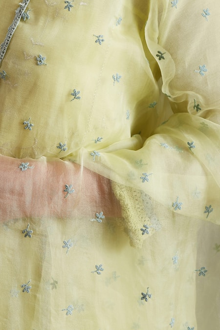 Shades Of India_Green Silk Dupatta_Online_at_Aza_Fashions