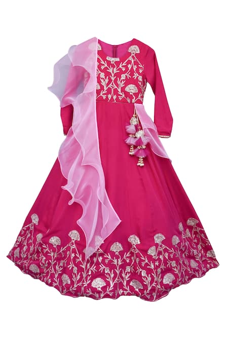 FAYON KIDS Embellished Anarkali with Dupatta 