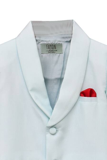 Fayon Kids_Blue Linen, Satin Jacket _Online_at_Aza_Fashions
