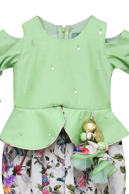 Fayon Kids_Green Chanderi Dhoti Pant Set _Online_at_Aza_Fashions