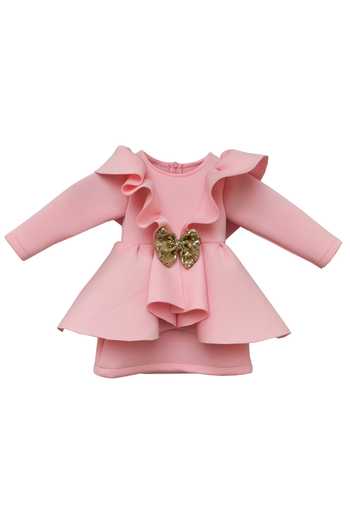 Buy FAYON KIDS Pink Lycra Sequins Layered Designer Dress at Aza Fashions Buy_FAYON KIDS_Pink Lycra Sequins Layered Designer Dress _at_Aza_Fashions