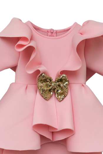 FAYON KIDS Pink Lycra Sequins Layered Designer Dress Online at Aza Fashions FAYON KIDS_Pink Lycra Sequins Layered Designer Dress _Online_at_Aza_Fashions