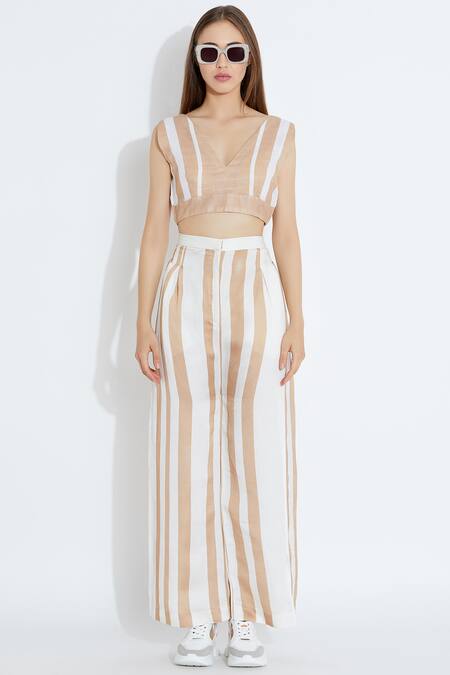 Shop_Aartivijay Gupta_Beige Silk Crop Top_Online_at_Aza_Fashions