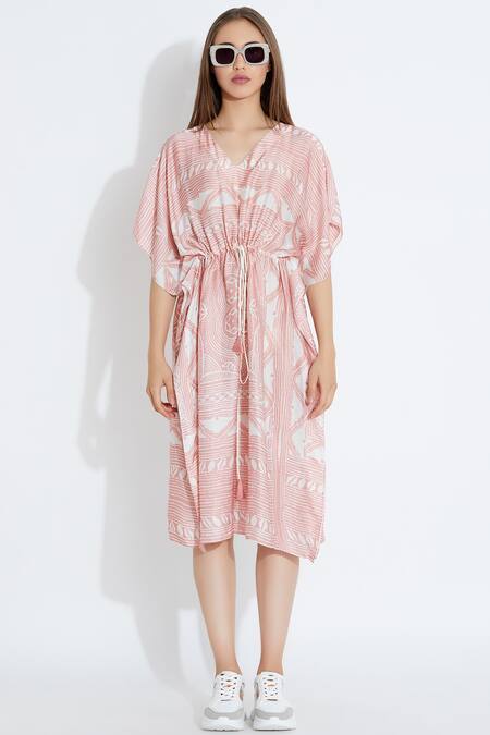 Aartivijay Gupta_White Silk Printed Dress_Online_at_Aza_Fashions