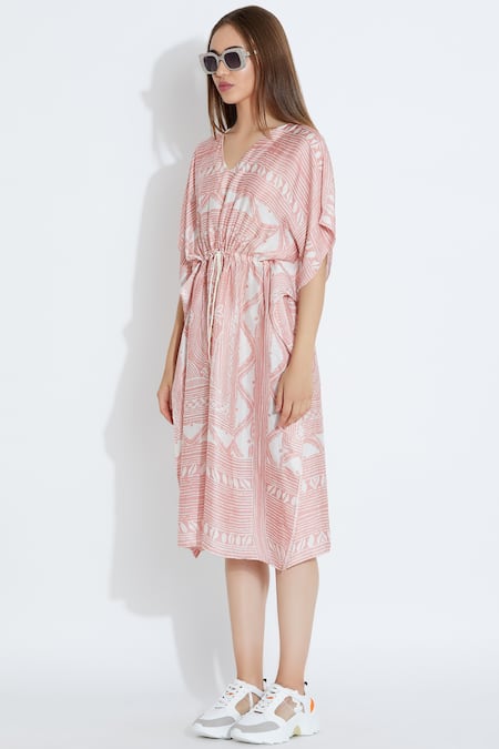 Buy_Aartivijay Gupta_White Silk Printed Dress_Online_at_Aza_Fashions