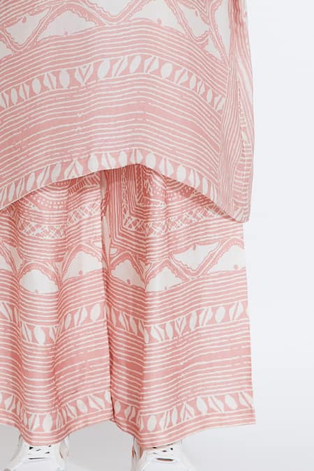 Shop_Aartivijay Gupta_Pink Silk Printed Pant_Online_at_Aza_Fashions