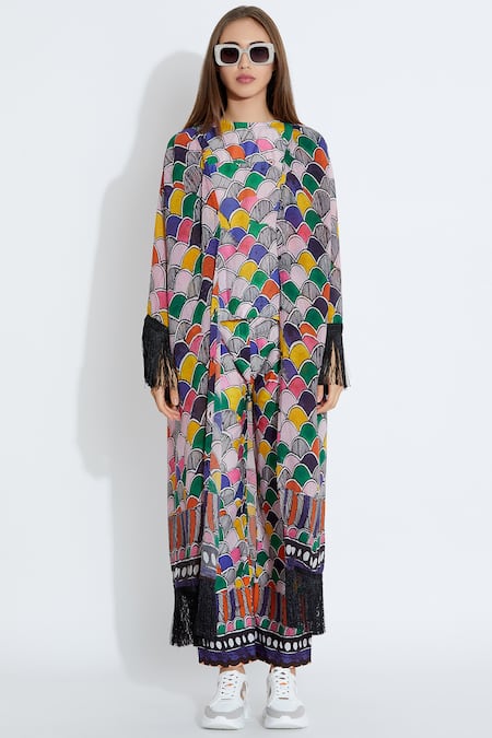 Shop_Aartivijay Gupta_Multi Color Silk Printed Jacket_Online_at_Aza_Fashions