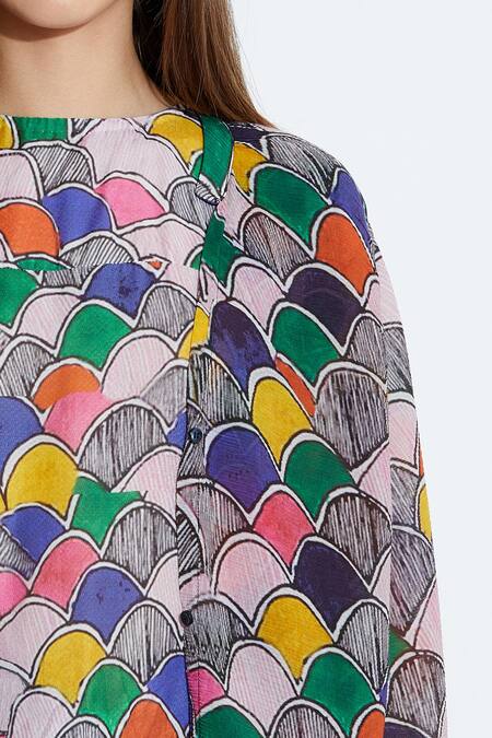 Aartivijay Gupta_Multi Color Silk Printed Jacket_at_Aza_Fashions