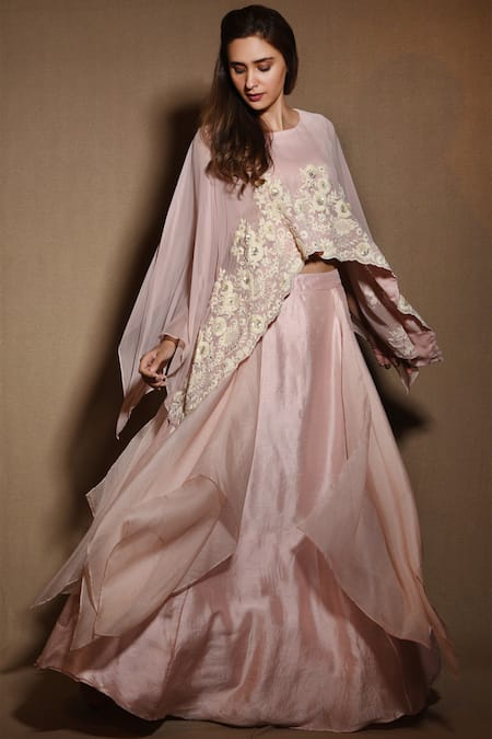 Vara by Vibha n Priti Pink Paneled Skirt Set