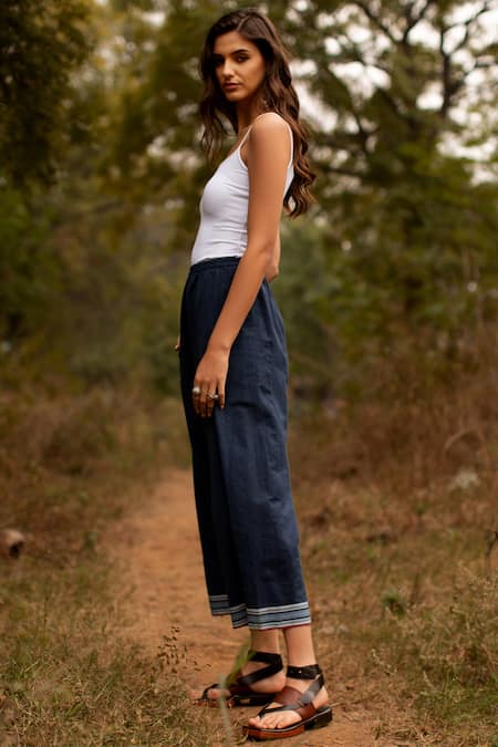 Payal Pratap_Blue Cotton Palazzo Pants  _Online_at_Aza_Fashions