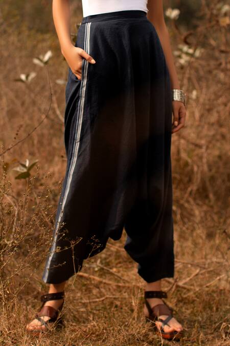 Payal Pratap Blue Cotton Draped Pant Online at Aza Fashions Payal Pratap_Blue Cotton Draped Pant _Online_at_Aza_Fashions