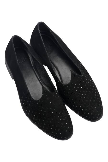 Sko_Black Embellishment Mojris _at_Aza_Fashions