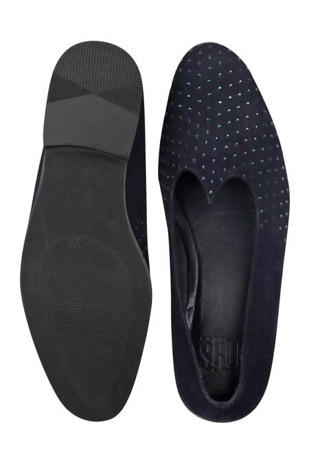 Shop Sko Blue Embellishment Mojris at Aza Fashions Shop_Sko_Blue Embellishment Mojris _at_Aza_Fashions