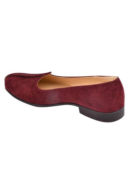 Buy_Sko_Maroon Embellished Velvet Mojris _Online_at_Aza_Fashions