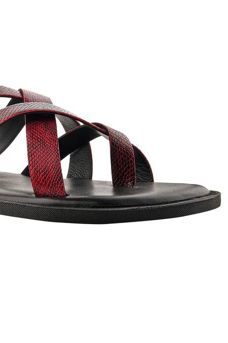 Sko_Black Vegan Leather Criss Cross Flats _at_Aza_Fashions