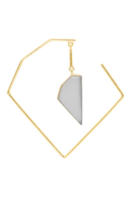 Varnika Arora_Gold Plated Stones Geometric Earrings_Online_at_Aza_Fashions