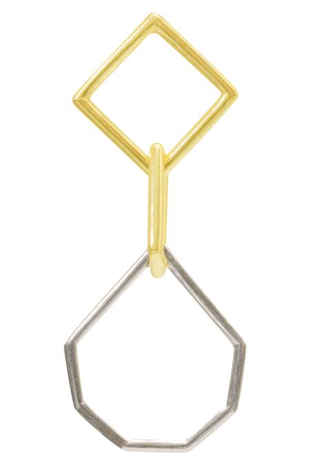 Varnika Arora_Gold Plated Geometric Danglers _Online_at_Aza_Fashions