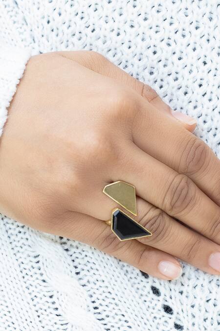 Varnika Arora_Gold Plated Stones Ring _Online_at_Aza_Fashions