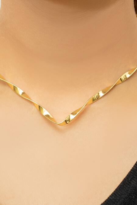 Varnika Arora Gold Plated Twisted Necklace Online at Aza Fashions Varnika Arora_Gold Plated Twisted Necklace_Online_at_Aza_Fashions