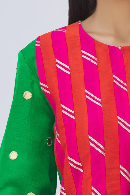 Heli Shah_Green Silk Kurta Set_at_Aza_Fashions