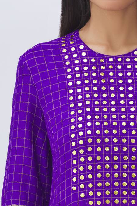 Heli Shah_Blue Silk Kurta Set_at_Aza_Fashions