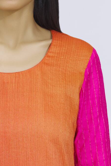 Heli Shah_Pink Silk Kurta Set_at_Aza_Fashions