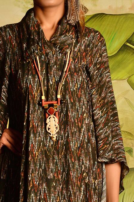 Shop Malini Ramani Green Cheese Cloth Printed Long Tunic at Aza Fashions Shop_Malini Ramani_Green Cheese Cloth Printed Long Tunic_at_Aza_Fashions