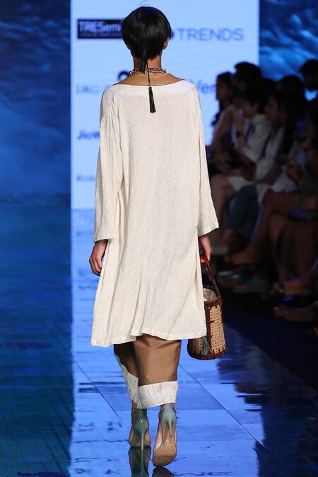 Shop_Rara Avis_Beige Cotton Woven Jacket Skirt Set_at_Aza_Fashions