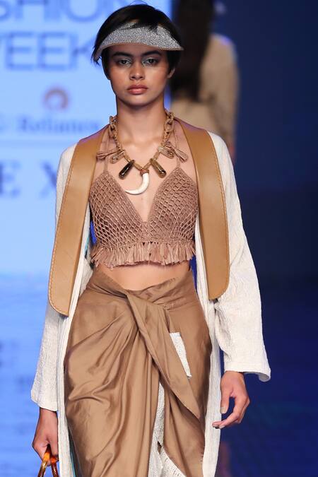 Rara Avis Beige Cotton Woven Jacket Skirt Set Online at Aza Fashions Rara Avis_Beige Cotton Woven Jacket Skirt Set_Online_at_Aza_Fashions