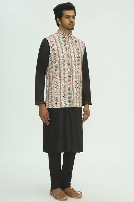 Sharbari Studio_Black Silk Bundi _Online_at_Aza_Fashions