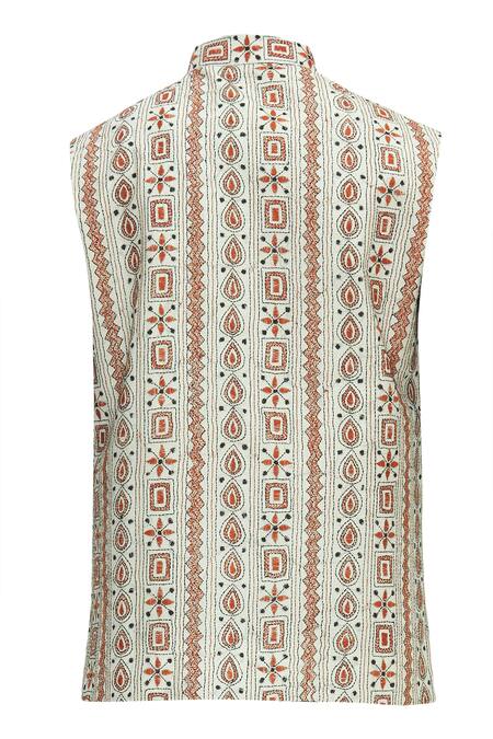 Shop_Sharbari Studio_Black Silk Bundi _Online_at_Aza_Fashions