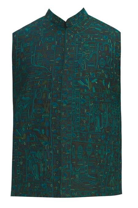 Buy_Sharbari Studio_Beige Silk Bundi _Online_at_Aza_Fashions